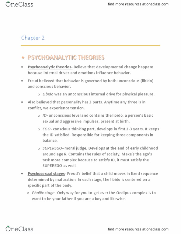 PSY 2301 Chapter Notes - Chapter 2: Albert Bandura, Erik Erikson, Phallic Stage thumbnail
