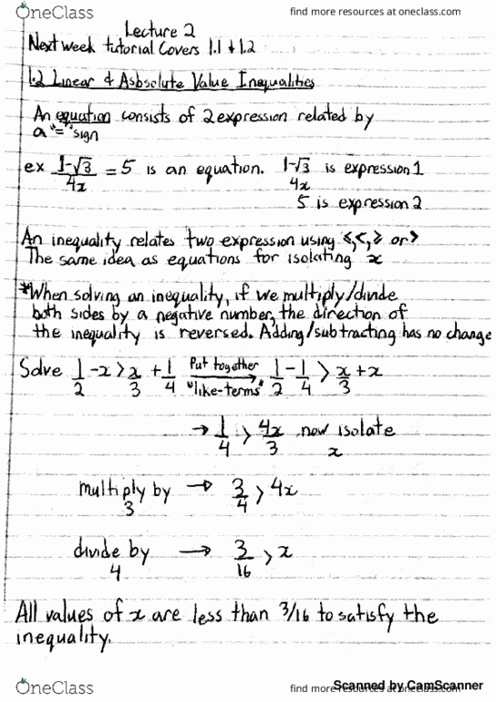 MATH 120 Lecture 2: MATH-120 Lecture 2 - 1.2 Linear _ Absolute Value Inequalities thumbnail