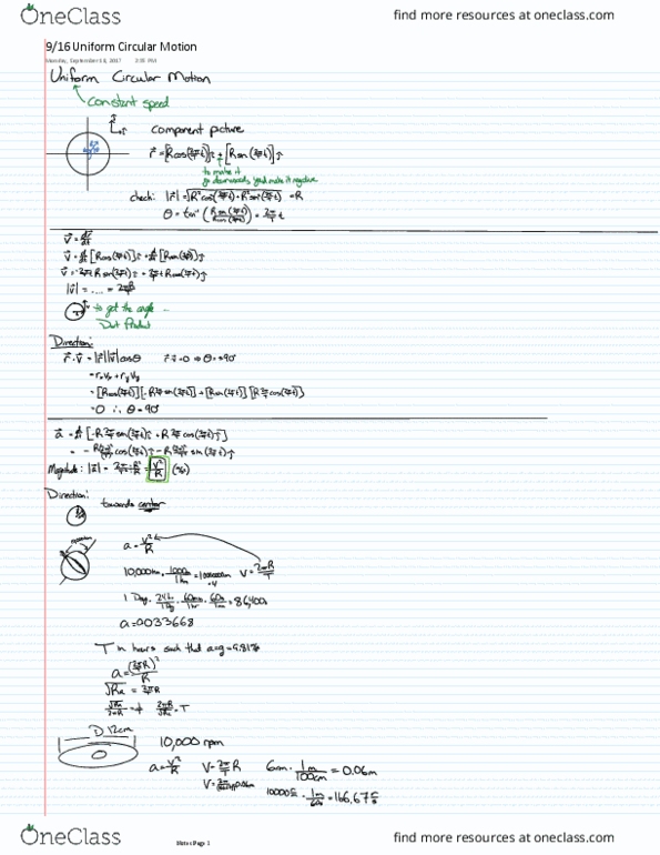 PHYS-216 Lecture Notes - Lecture 9: Circular Motion thumbnail