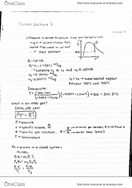 MCG 2130 Lecture Notes - Lecture 5: Ideal Gas Law, Ideal Gas, Reduced Properties thumbnail