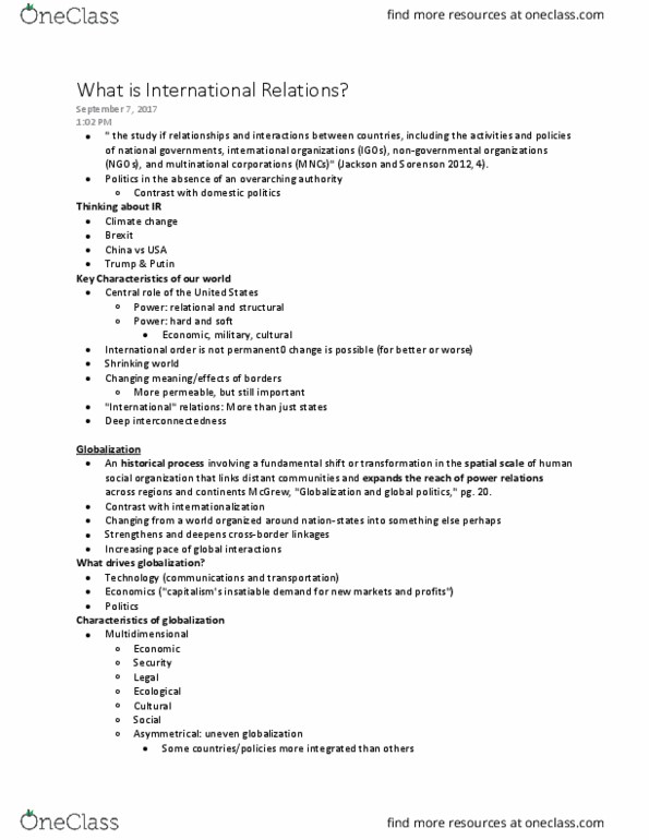 POLI 2F20 Lecture Notes - Lecture 1: Democratic Deficit, Nationstates, Child Labour thumbnail