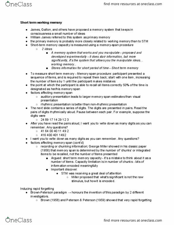 PSYC 3265 Lecture Notes - Lecture 3: Memory Span, Interference Theory, Critical Role thumbnail