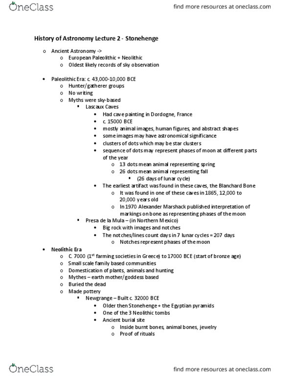 NATS 1745 Lecture Notes - Lecture 2: Lascaux, Neolithic, Lunar Phase thumbnail