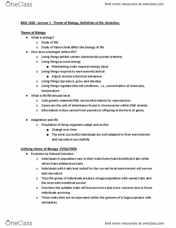 BIOL 1020 Lecture Notes - Lecture 2: Selective Breeding, Antimicrobial Resistance, Microevolution thumbnail