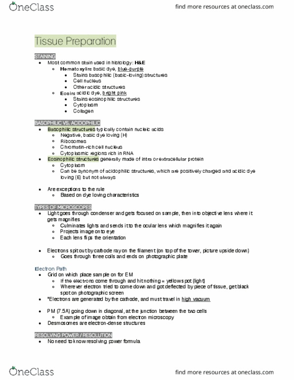 ANAT 261 Lecture Notes - Lecture 2: Photographic Plate, Acidophile, Optical Microscope thumbnail