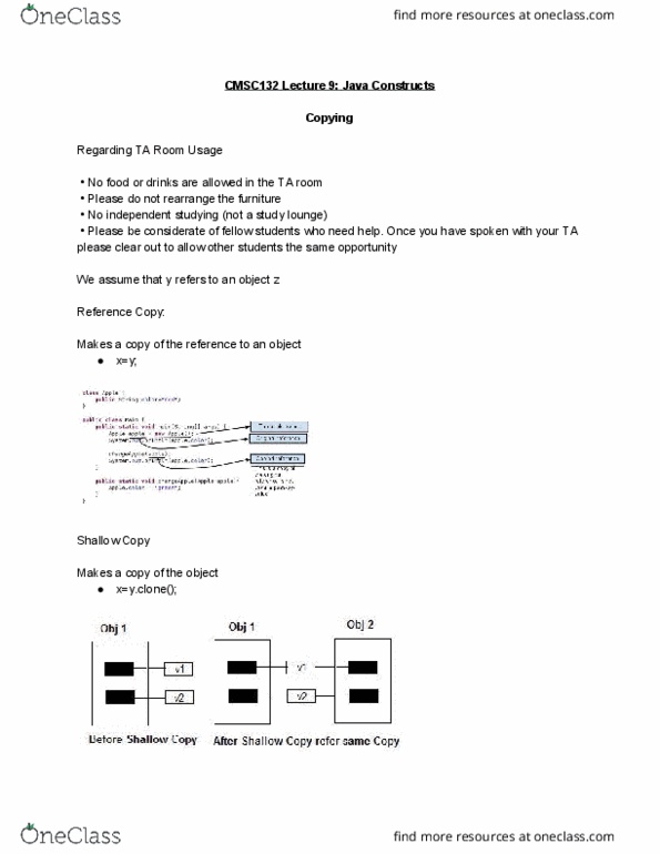 CMSC 132 Lecture Notes - Lecture 9: Cloning, Control Flow thumbnail