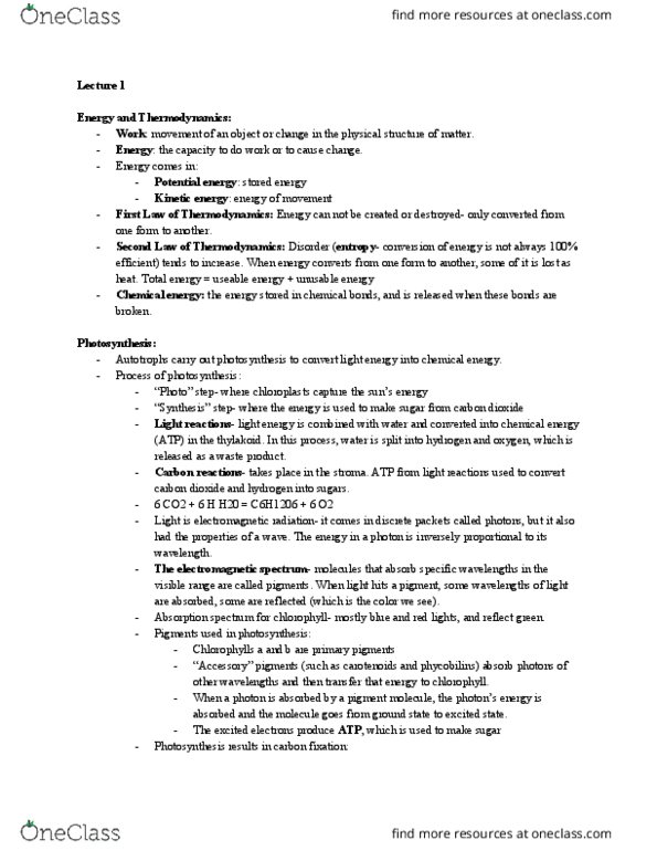 BSC 2005 Lecture Notes - Lecture 3: Electromagnetic Spectrum, Carbon Fixation, Absorption Spectroscopy thumbnail