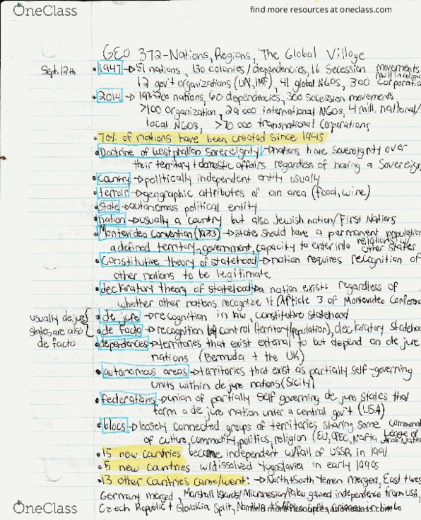 GEO 372 Lecture Notes - Lecture 2: Gtcr, Universo Online thumbnail