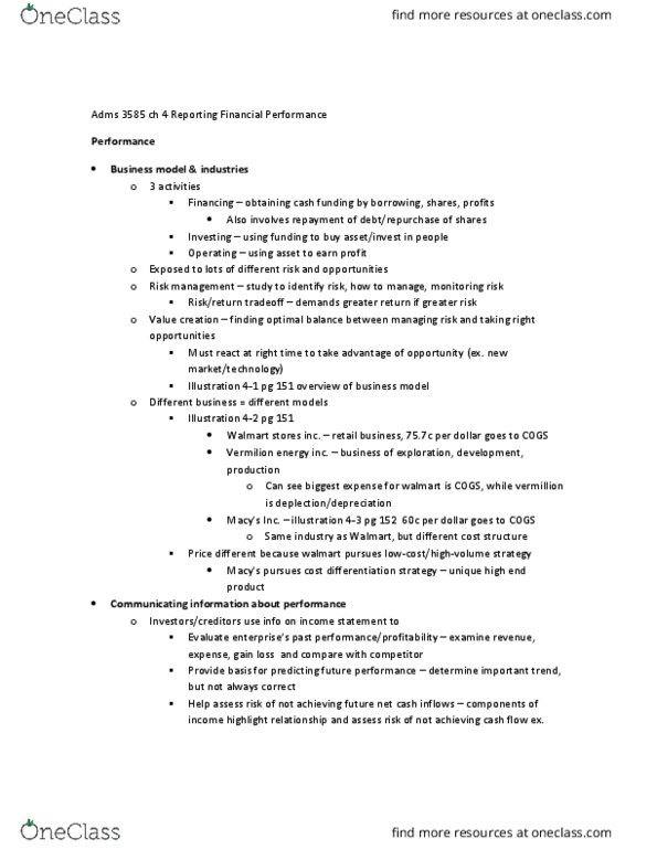 ADMS 3585 Chapter Notes - Chapter 4: Cash Flow Statement, Comprehensive Income, Net Income thumbnail