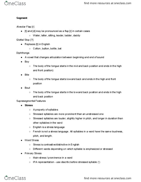 LING477 Lecture Notes - Lecture 2: Phoneme thumbnail