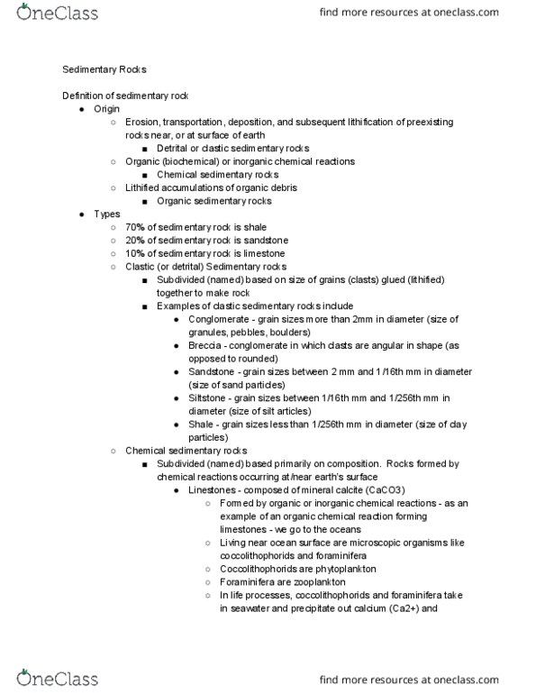 GEOL107 Lecture Notes - Lecture 9: Chert, Foraminifera, Sylvite thumbnail