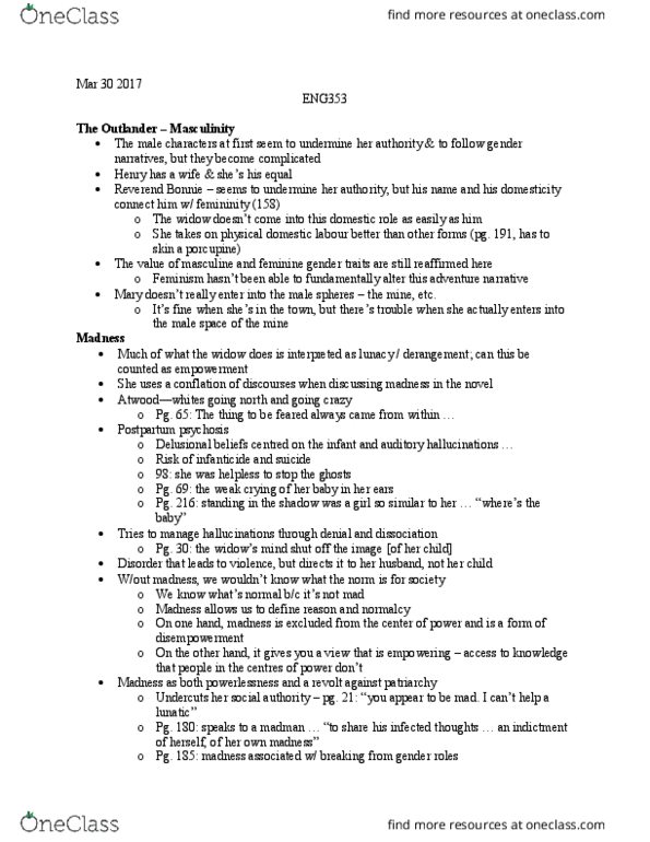 ENG353Y1 Lecture Notes - Lecture 24: Postpartum Psychosis, Grammatical Gender, Northern Canada thumbnail