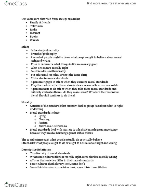 PP110 Lecture Notes - Lecture 6: Moral Relativism, Cultural Relativism, Female Genital Mutilation thumbnail