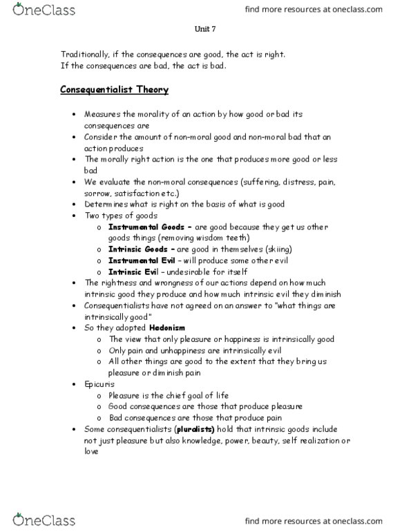 PP110 Lecture Notes - Lecture 7: Kurt Baier, Jeremy Bentham, Ethical Egoism thumbnail