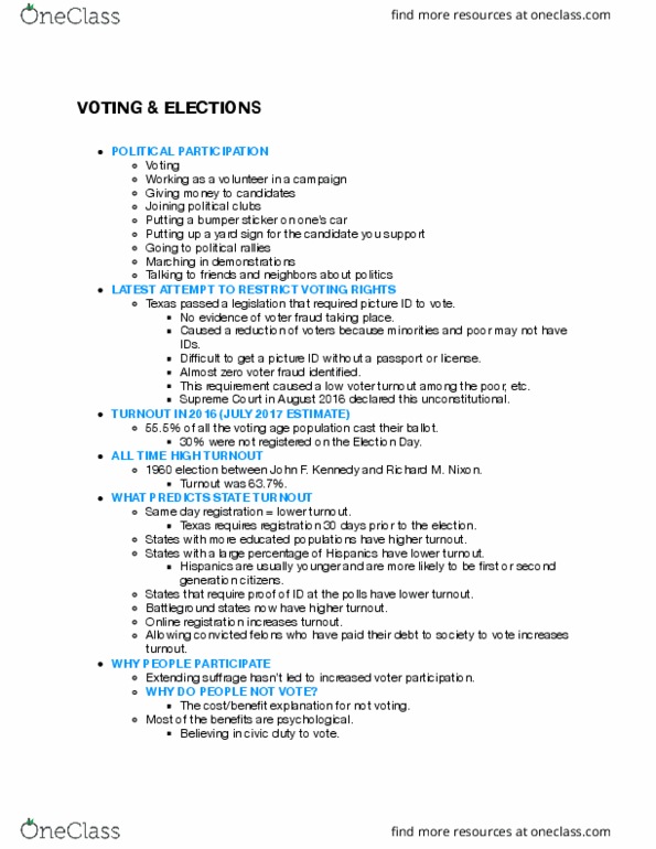 POLS 1336 Lecture Notes - Lecture 4: Bumper Sticker, All Time High, Voting Age thumbnail