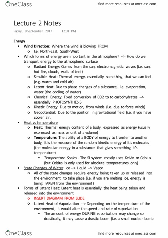 GEOB 204 Lecture Notes - Lecture 2: Sensible Heat, Nuclear Weapon, Geopotential thumbnail