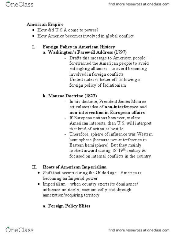 HIST 2112 Lecture Notes - Lecture 4: Frederick Jackson Turner, Jacob S. Coxey Sr., Monroe Doctrine thumbnail