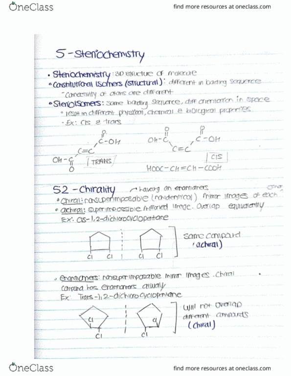CHEM 2020 Lecture 25: chapter 5 steriochemisry thumbnail