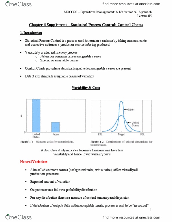 MGOC20H3 Lecture Notes - Lecture 5: Control Chart, Central Limit Theorem, Test Plan thumbnail