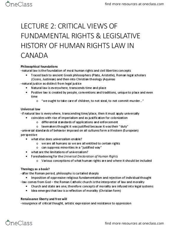 CRIM 335 Lecture Notes - Lecture 2: Positive Law, Andrew Petter, Canadian Human Rights Act thumbnail