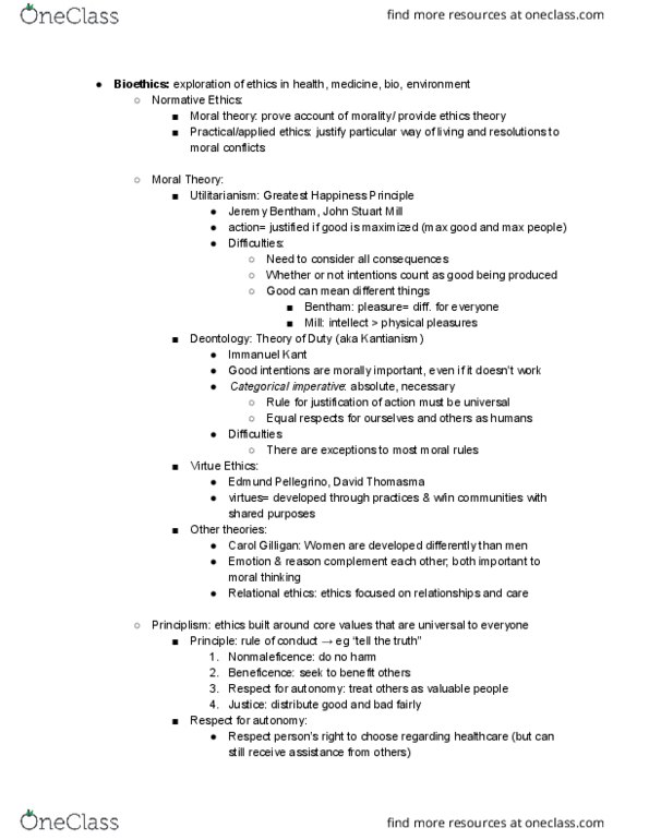 PHIL 1165 Chapter Notes - Chapter 1: Bioethics, Primum Non Nocere, Kantianism thumbnail