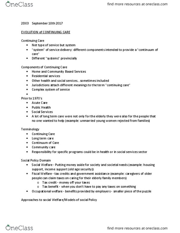 HLTHAGE 2D03 Lecture Notes - Lecture 3: Long-Term Care, Credit Theory Of Money, Complex System thumbnail