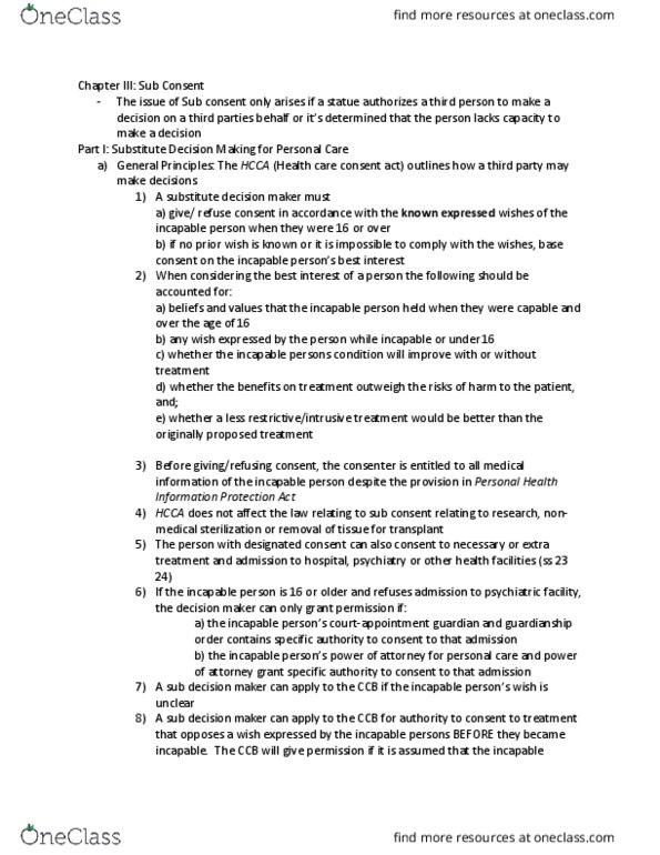 Law 3101A/B Chapter Notes - Chapter 3: Surrogate Decision-Maker, Determinative, Uptodate thumbnail