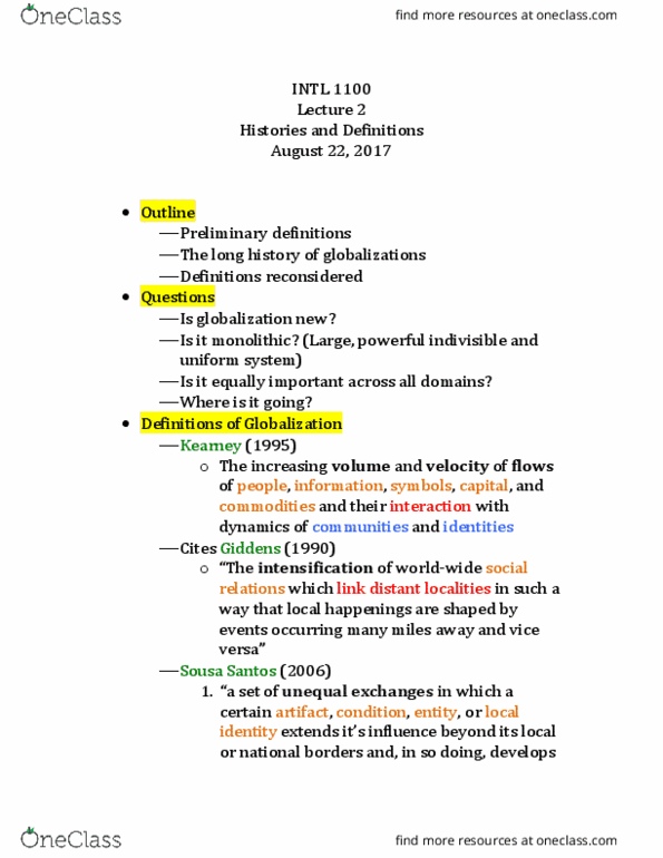 INTL 1100 Lecture Notes - Lecture 2: Teleconnection, Neolithic Revolution, Columbian Exchange thumbnail