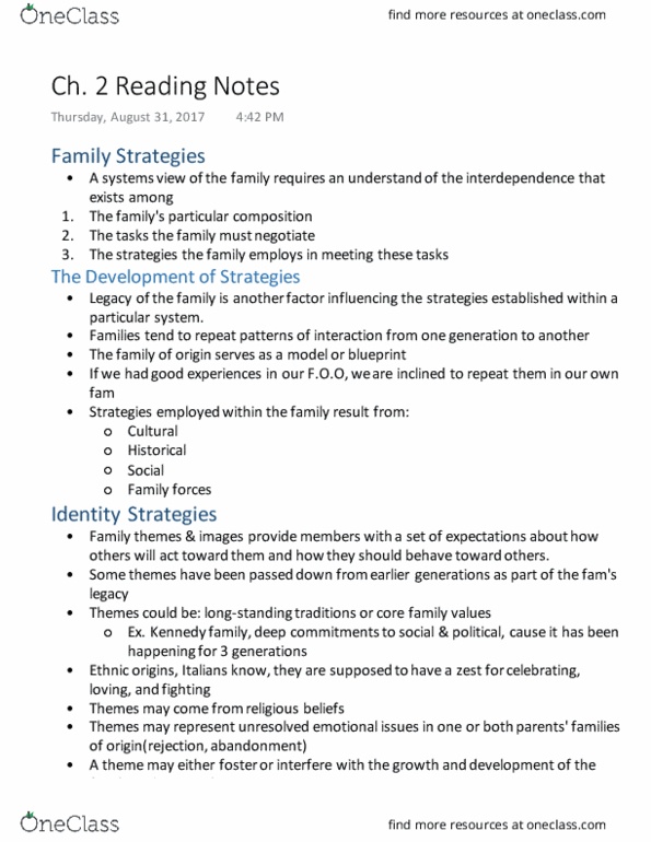 HDFS 2300 Chapter Notes - Chapter 2: Kennedy Family, Family Values, Family Therapy thumbnail