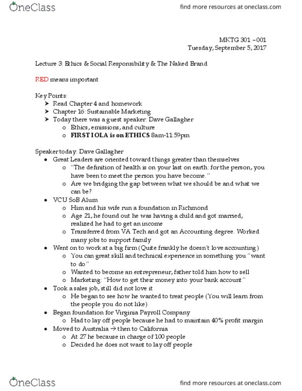 MKTG 301 Lecture Notes - Lecture 3: Better Business Bureau, Profit Margin, Overselling thumbnail