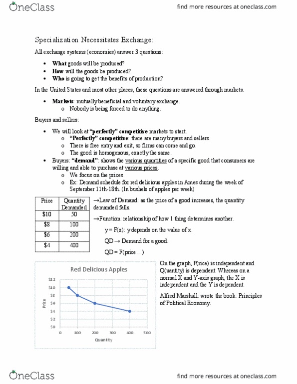 ECON 101 Lecture Notes - Lecture 8: Red Delicious, Demand Curve, Economic Equilibrium thumbnail