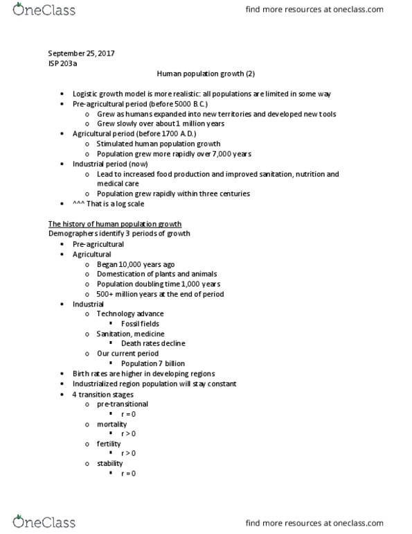 ISP 203A Lecture Notes - Lecture 4: Improved Sanitation, Logistic Function, Doubling Time thumbnail