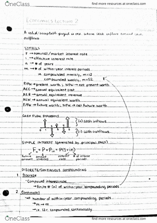 ECO 1192 Lecture Notes - Lecture 2: Cash Flow, Geometric Series thumbnail