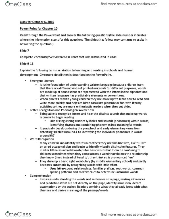 EDUC205 Chapter Notes - Chapter 10: Phonological Awareness, Sign Language, Microsoft Powerpoint thumbnail