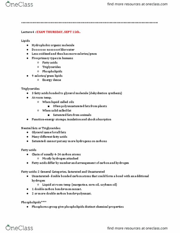 KINS 1223 Lecture Notes - Lecture 1: Adenosine Triphosphate, Globular Protein, Cell Membrane thumbnail