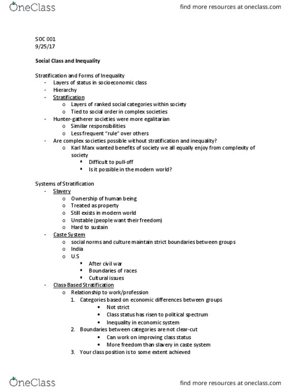 SOC 001 Lecture Notes - Lecture 11: Ivy League, Social Mobility thumbnail