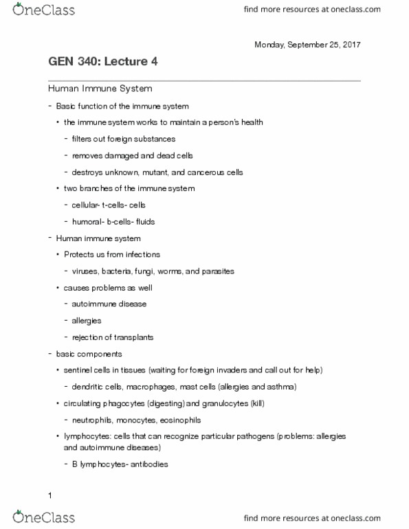 GEN S 340 Lecture Notes - Lecture 4: Cell-Mediated Immunity, Antigen-Presenting Cell, Natural Killer Cell thumbnail