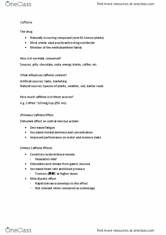 PCTH 201 Lecture Notes - Lecture 5: Adenosine Receptor, Cyp1A2, Receptor Antagonist thumbnail