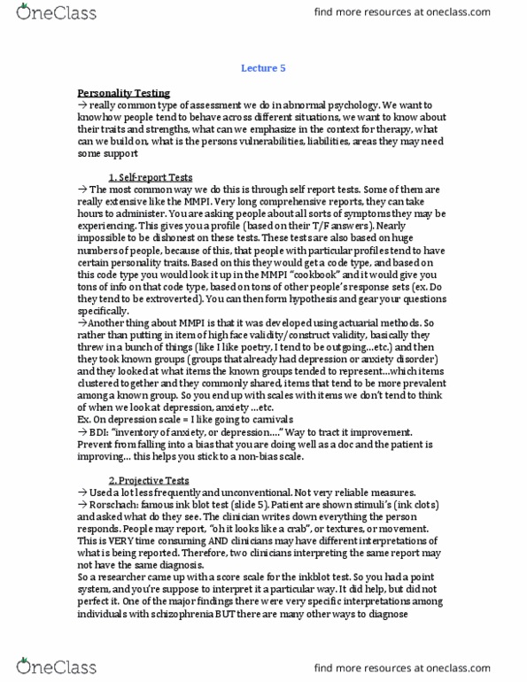 Psychology 2310A/B Lecture Notes - Lecture 5: Abnormal Psychology, Intellectual Disability, Anxiety Disorder thumbnail