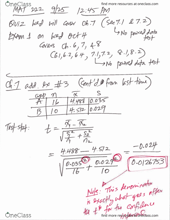 MAT 222 Lecture Notes - Lecture 8: Confidence Interval thumbnail