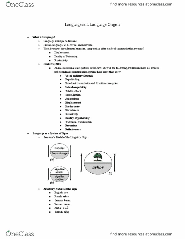 Anthropology 2245F/G Lecture Notes - Lecture 2: Arbitrariness, Foxp2, Hyoid Bone thumbnail