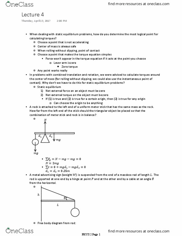 PHYS 2 Lecture Notes - Lecture 4: Free Body Diagram, Stress (Mechanics), Shear Stress thumbnail