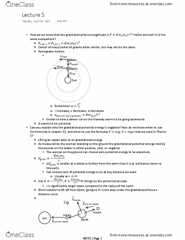 PHYS 2 Lecture Notes - Lecture 5: Retrograde And Prograde Motion thumbnail