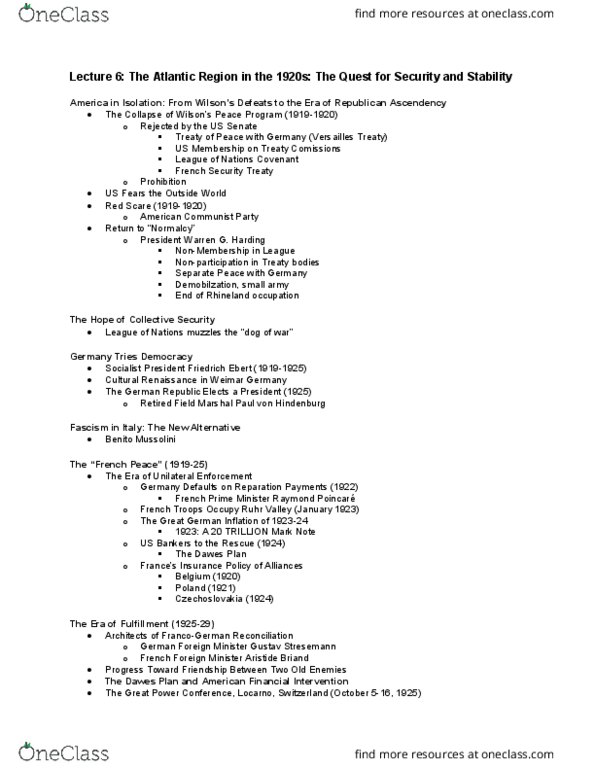 CAS IR 349 Lecture Notes - Lecture 6: Paul Von Hindenburg, Communist Party Usa, Benito Mussolini thumbnail