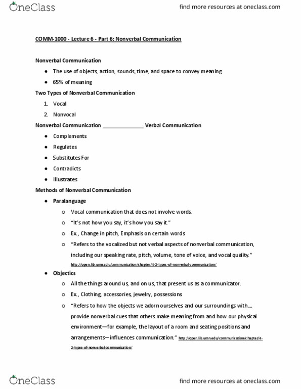 COMM 1000 Lecture 6: COMM-1000 - Lecture 6 - Part 6 Nonverbal Communication thumbnail