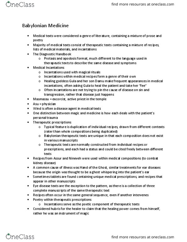 CLST 314 Chapter Notes - Chapter All: Babylonia, Anal Fistula, Kidney Stone Disease thumbnail