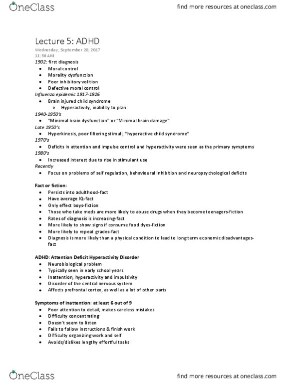 PSY 4105 Lecture Notes - Lecture 5: Prefrontal Cortex, Attention, Impulsivity thumbnail