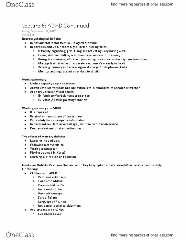 PSY 4105 Lecture Notes - Lecture 6: Attention, Working Memory, Substance Abuse thumbnail