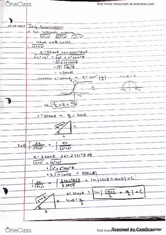 M 408D Lecture 4: Trigonometric Substitutions thumbnail