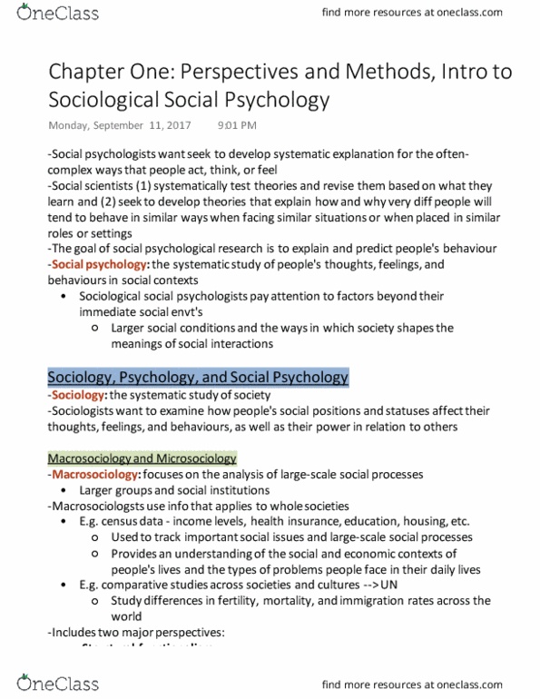 SOCPSY 2YY3 Chapter Notes - Chapter 1: American Sociological Association, Macrosociology, Microsociology thumbnail